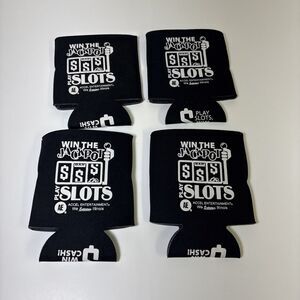 Win The Jackpot Play Slots Black Koozies (set of 4)